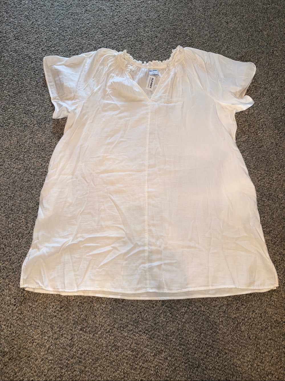 Old Navy White Short-Sleeve Peasant Drese